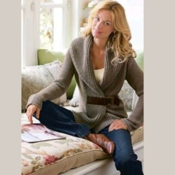 Soft Surroundings Country Weekend Belted Cardigan Cozy Knit Sweater Sz S - Picture 1 of 12